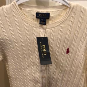 Girls Ralph Lauren Cream Cable Knit Cardigan.